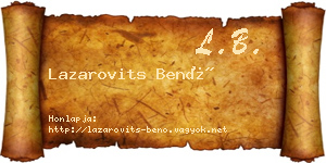 Lazarovits Benő névjegykártya